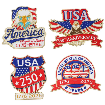 America’s 250th Anniversary Commemorative Enamel Pin Set – Patriotic Collectible Brooches
