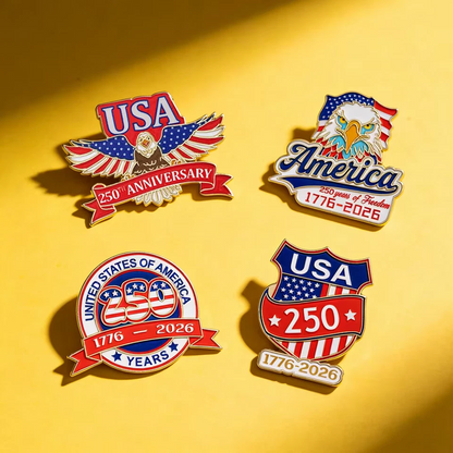 America’s 250th Anniversary Commemorative Enamel Pin Set – Patriotic Collectible Brooches