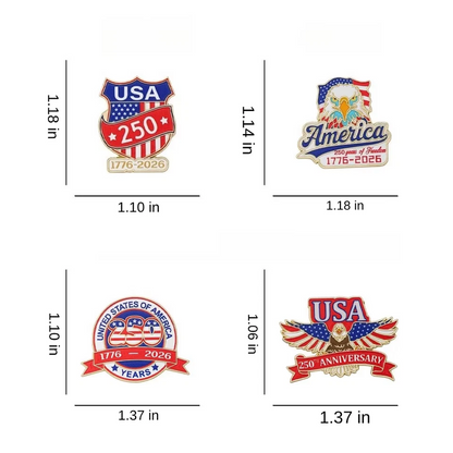 America’s 250th Anniversary Commemorative Enamel Pin Set – Patriotic Collectible Brooches