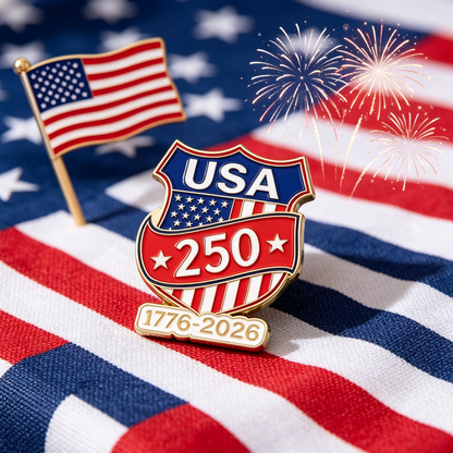 America’s 250th Anniversary Commemorative Enamel Pin Set – Patriotic Collectible Brooches