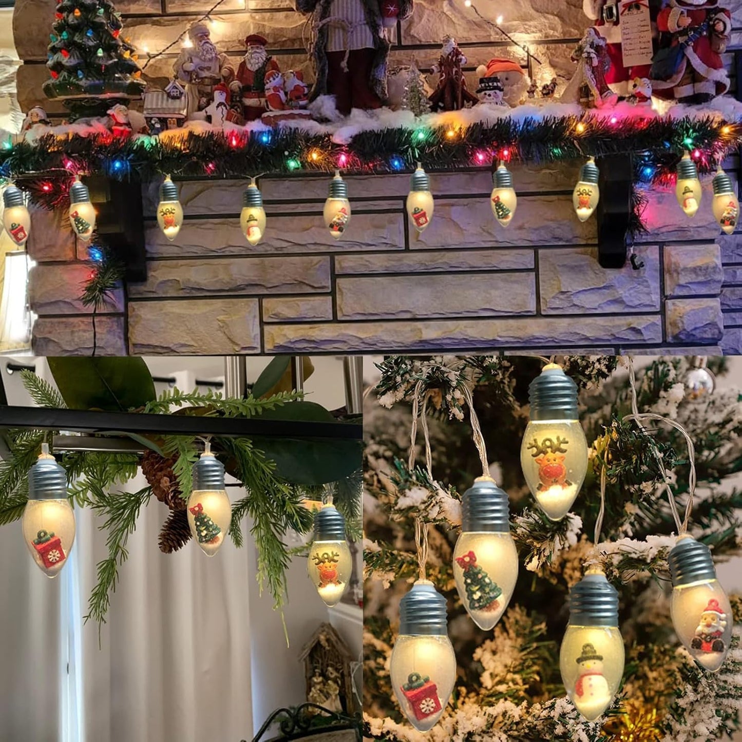 🎅Snow Globe Christmas String Lights🎅🎄Led Bulb String Lights🎄