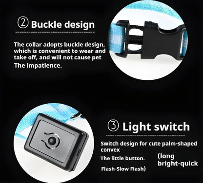 [JEREMYTIS]🌟LED Safety Glowing Flashing Dog Collar Night Illuminated Glow In The Dark🐕