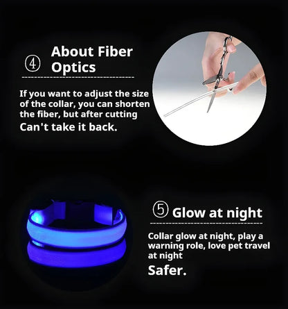 [JEREMYTIS]🌟LED Safety Glowing Flashing Dog Collar Night Illuminated Glow In The Dark🐕
