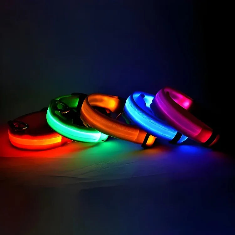 [JEREMYTIS]🌟LED Safety Glowing Flashing Dog Collar Night Illuminated Glow In The Dark🐕