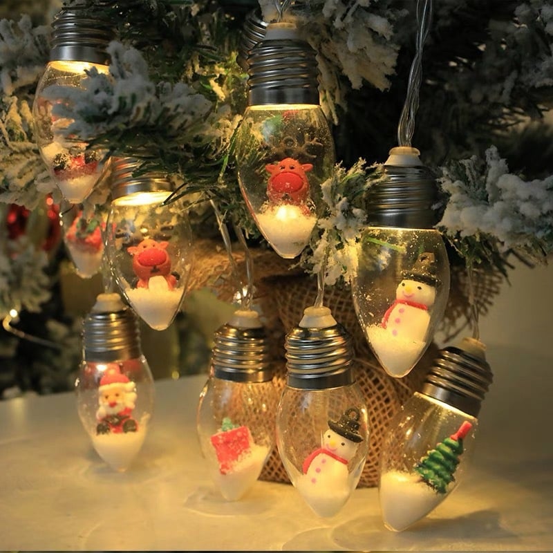 🎅Snow Globe Christmas String Lights🎅🎄Led Bulb String Lights🎄