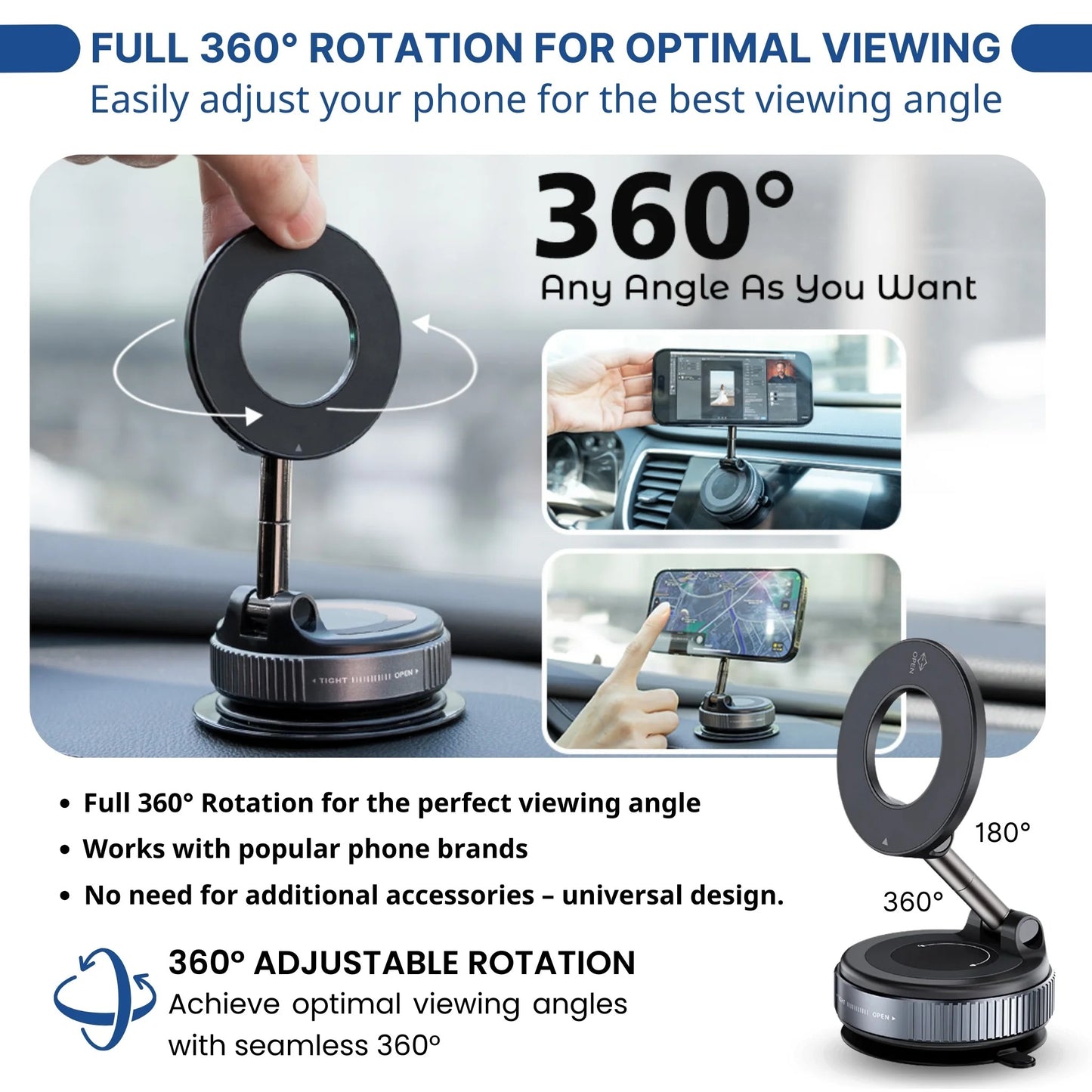 Premium Vacuum-Lock Phone Holder 2025 New Model-JEREMYTIS™ PRO 360