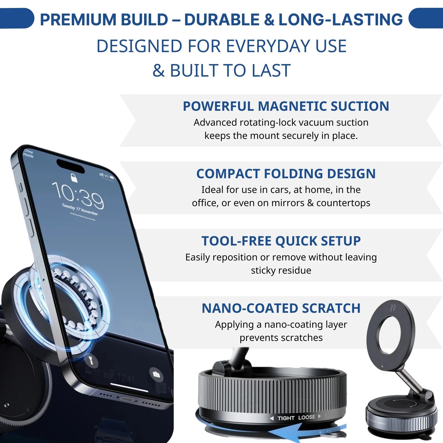 Premium Vacuum-Lock Phone Holder 2025 New Model-JEREMYTIS™ PRO 360