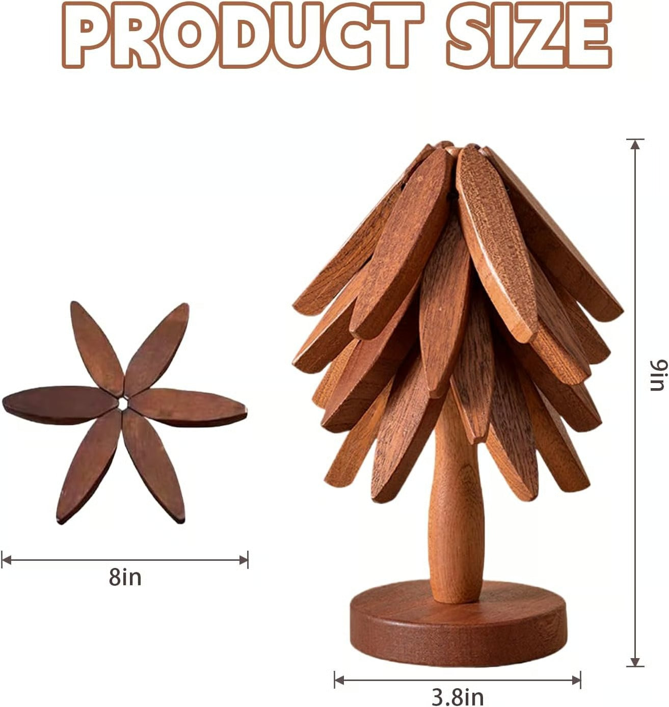 🔥Christmas Early Discount ✨Natural Tree Trivet Set - 4 Wooden Trivets & 1 Stand Like a Christmas Tree